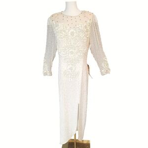 Vintage Alyce Designs Beaded Embellished Gown Long‎ Sleeve Formal Dress